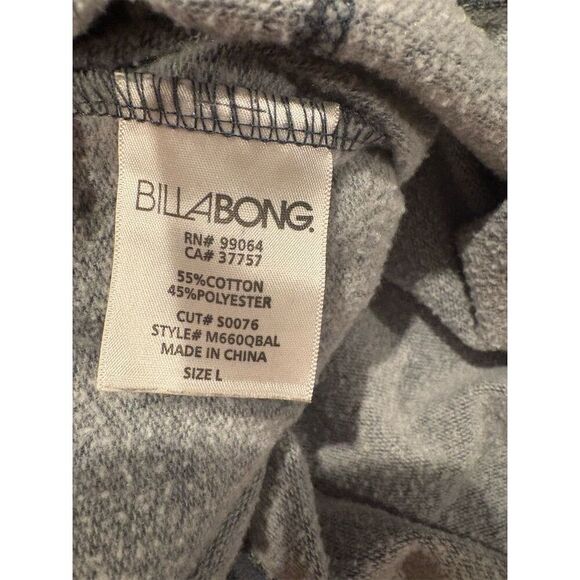 Billabong Men's Gray Full Zip Lightweight Hoodie Size L - Picture 8 of 9